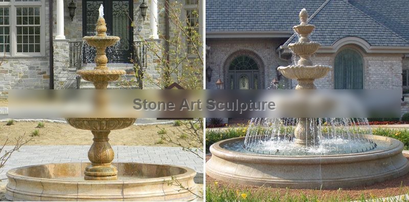 Cheap Two Tiered White Marble Water Fountain Garden Decoration Design MOKK-105 detail image