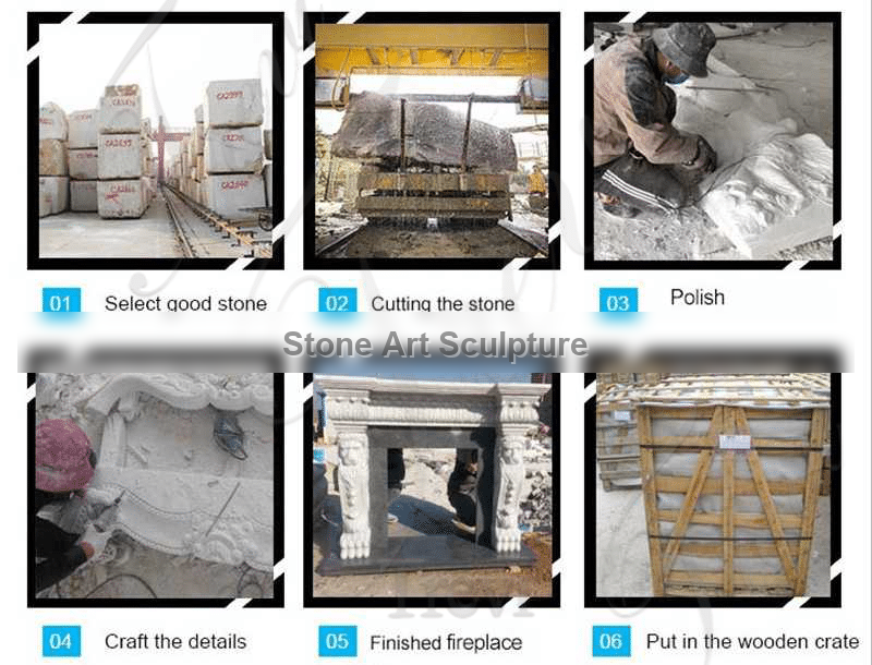 Hand carved French Marble Tile Fireplace Supplier MOKK-106 detail image