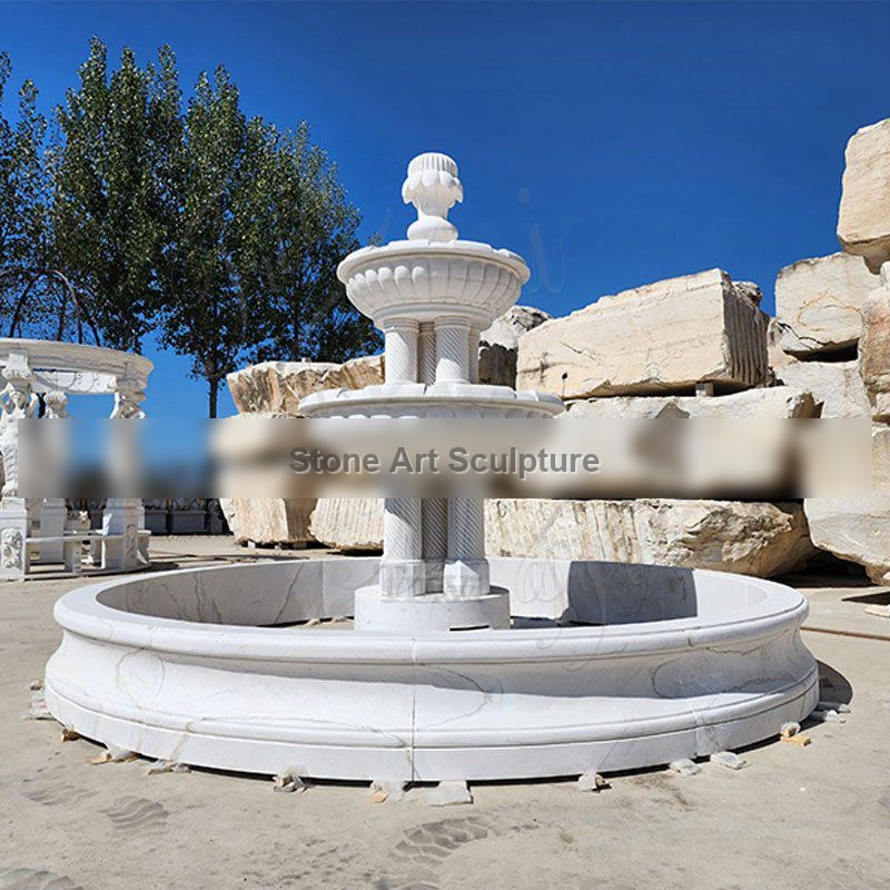 Outdoor Classical Three Tiered Marble Water Fountains Garden Decor MOKK-11 detail image