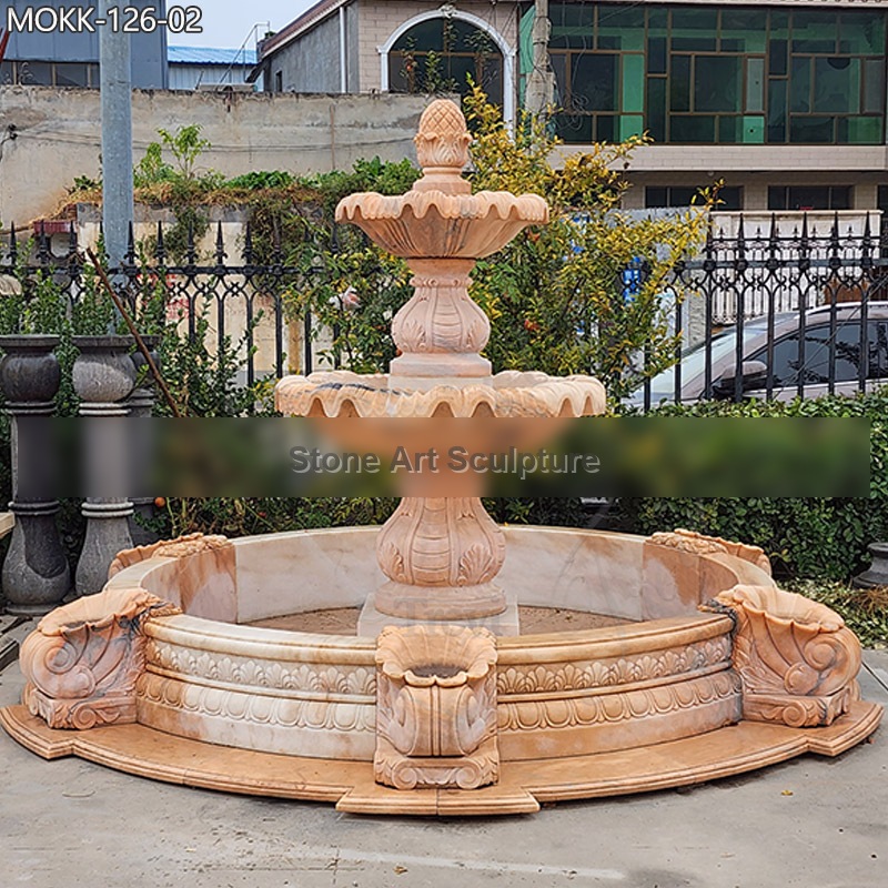 Outdoor Three Tiered High Quality Garden Marble Water Fountain Design MOKK-126 detail image