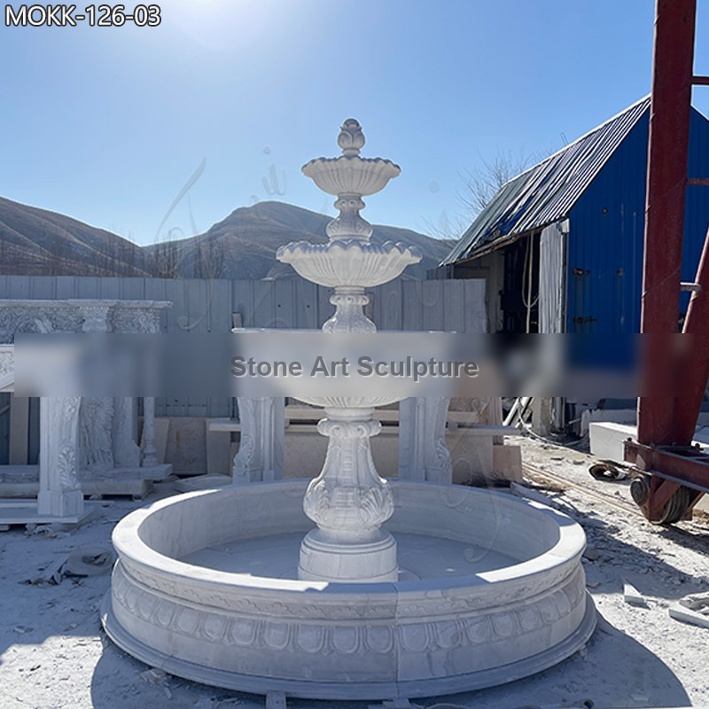 Outdoor Three Tiered High Quality Garden Marble Water Fountain Design MOKK-126 detail image