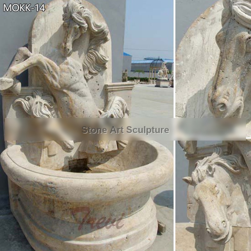 Natural Stone Wall-Mounted Horse Water Fountain MOKK-14 detail image