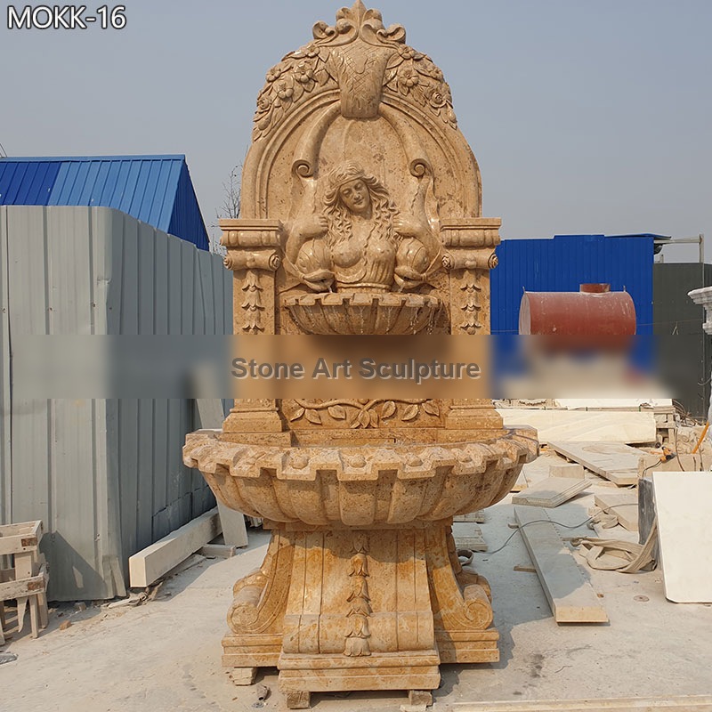Marble Courtyard Wall Fountain with Female Relief detail image