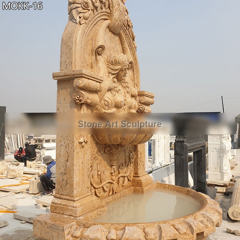 Marble Courtyard Wall Fountain with Female Relief detail image