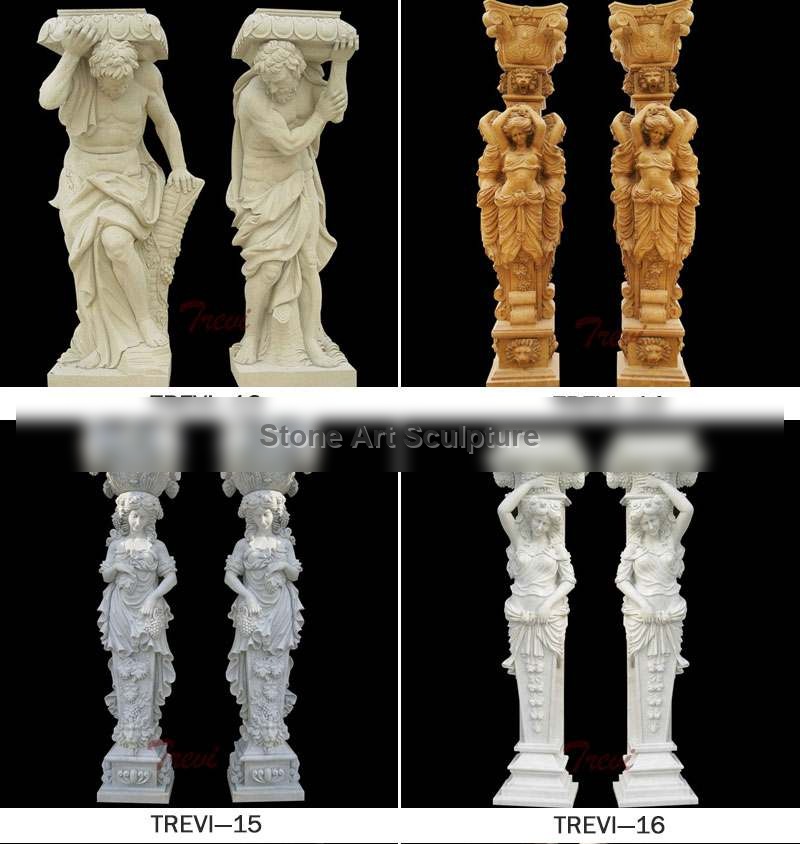 Classic Large Marble Roman Column with Figure Statue Design for Sale MOKK-163 detail image