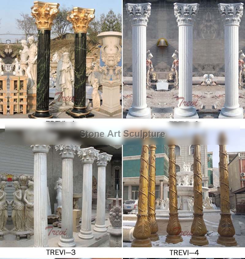 Classic Large Marble Roman Column with Figure Statue Design for Sale MOKK-163 detail image