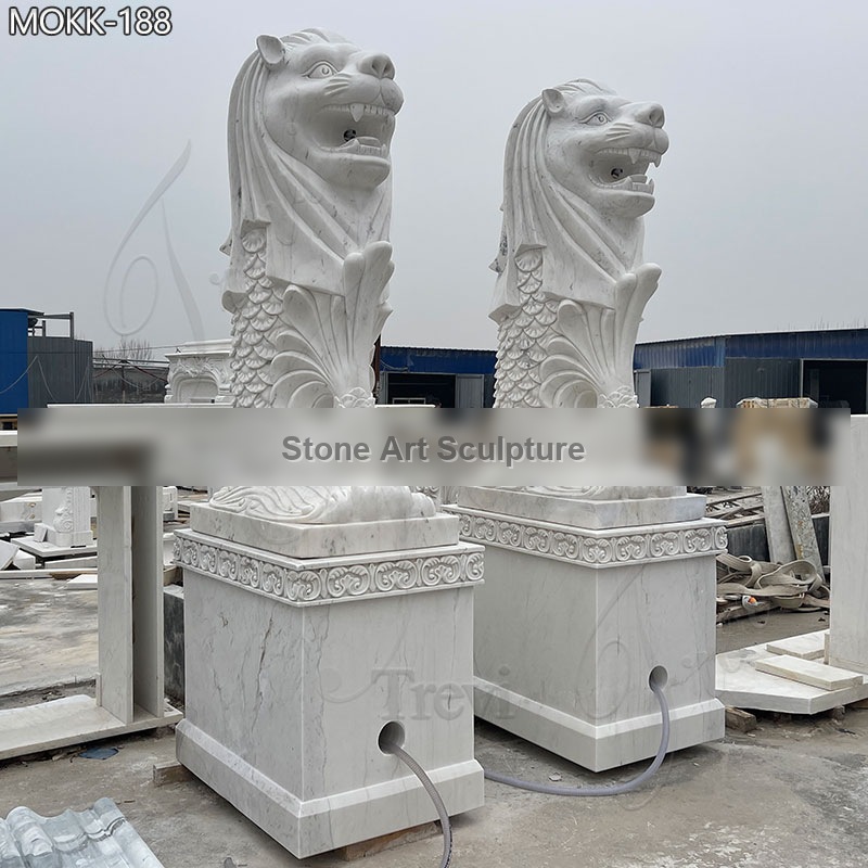 Marble Singapore Lion Fountain Garden Statues Merlion Art MOKK-188