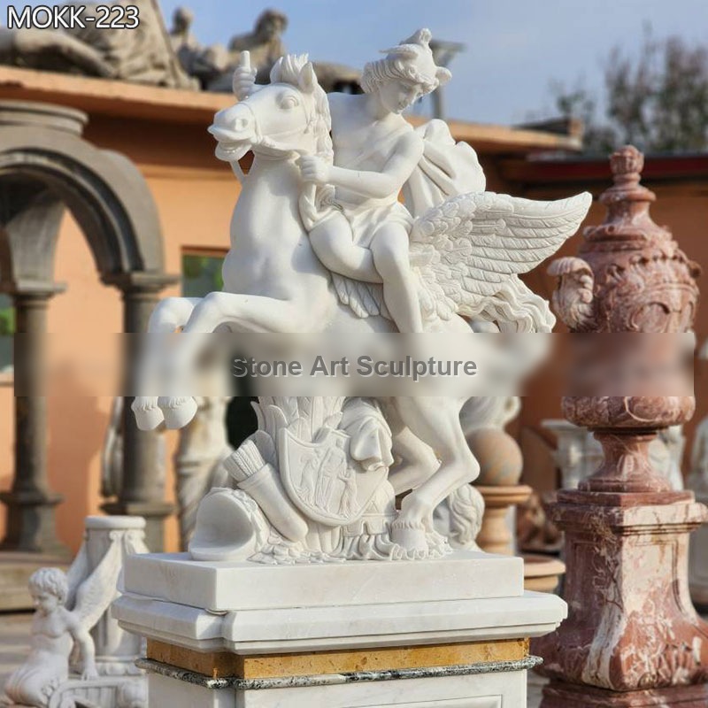 Famous Marble Mercury Riding Pegasus Statue MOKK-223 detail image