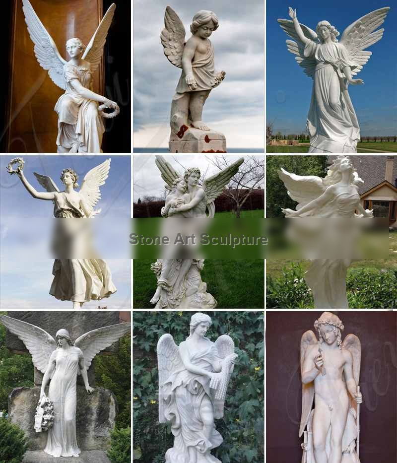 Outdoor Marble Praying Angel Sculpture with Book for sale MOKK-237 detail image