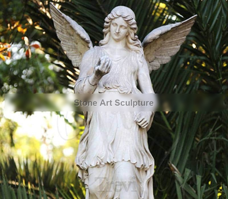 Life Size Garden Marble Angel with Wings Statues for sale MOKK-242 detail image