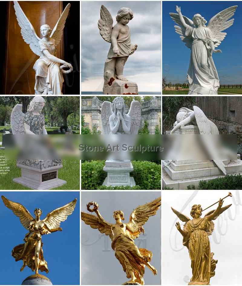 Life Size Garden Marble Angel Cupid with Bow Sculpture for Sale MOKK-263 detail image