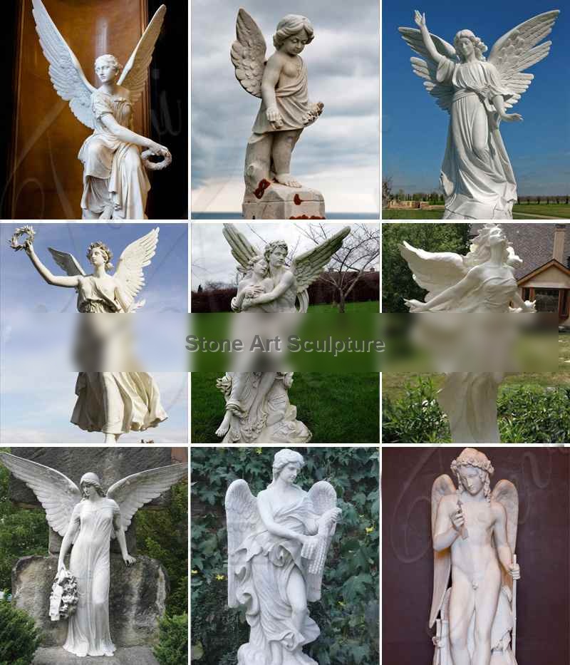 Life Size Garden Marble Angel Cupid with Bow Sculpture for Sale MOKK-263 detail image