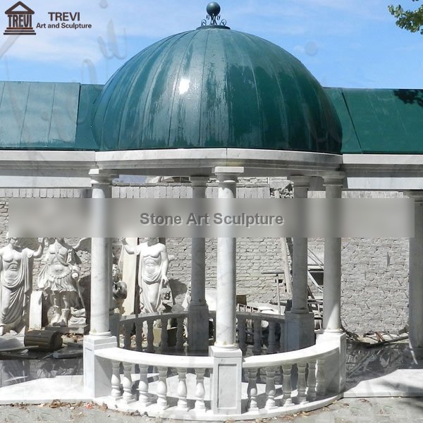 Large Size Classical Marble Gazebo with Metal Hat for Sale MOKK-751
