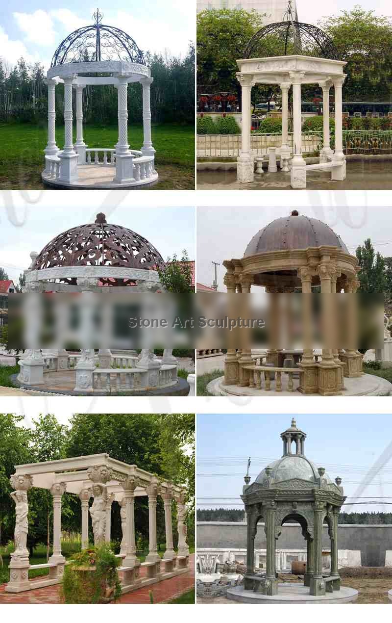 Large Size Classical Marble Gazebo with Metal Hat for Sale MOKK-751 detail image