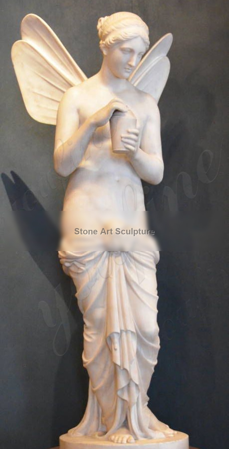 Famous White Marble Psyche Holding the Flask Angel Statue by Bertel Thorvaldsen MOKK-320 detail image