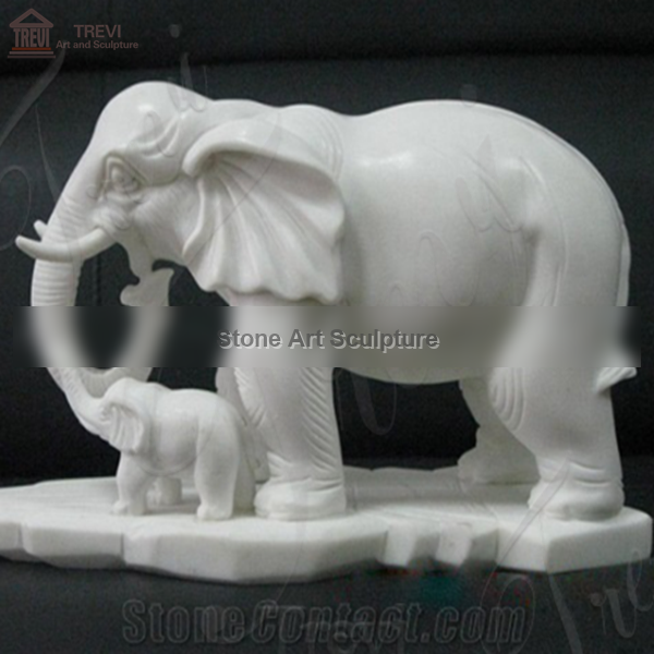 Garden Decoration Life Size Marble Animal Elephant Statue Supplier MOKK-324