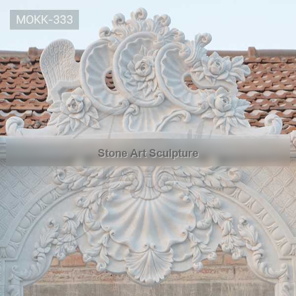 Adornment Hand Carved Double White Marble Fireplace Supplier MOKK-333 detail image