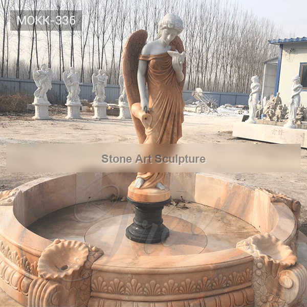 Custom Made Outdoor Marble Fountain with Angle Statue Supplier MOKK-336