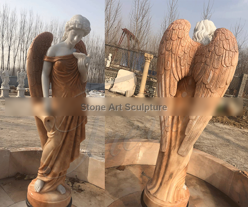 Custom Made Outdoor Marble Fountain with Angle Statue Supplier MOKK-336 detail image
