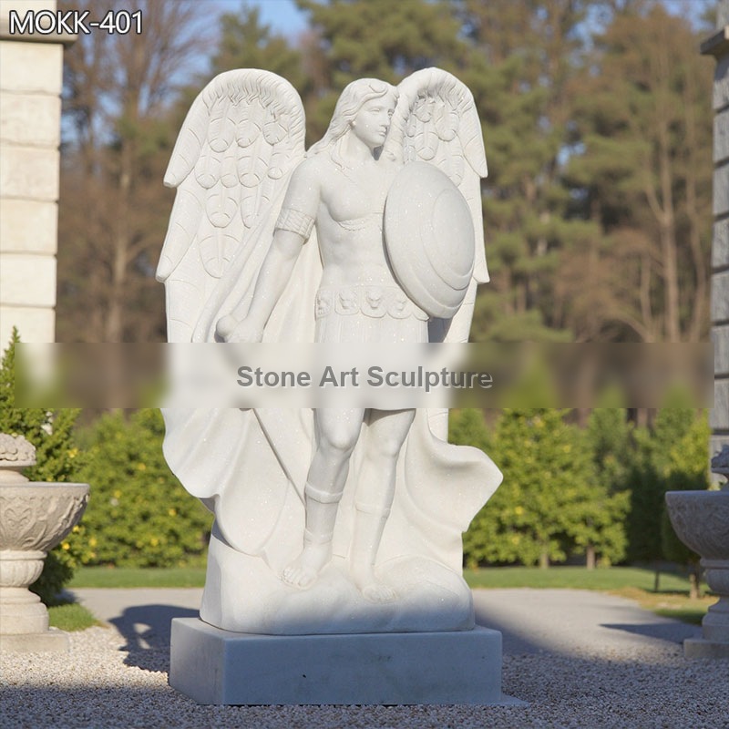 White Marble St Michael the Archangel Garden Statue
