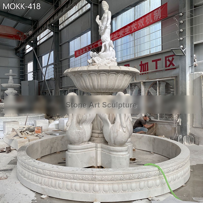 Exquisite Marble Female Statue Water Fountain with Swan MOKK-418 detail image