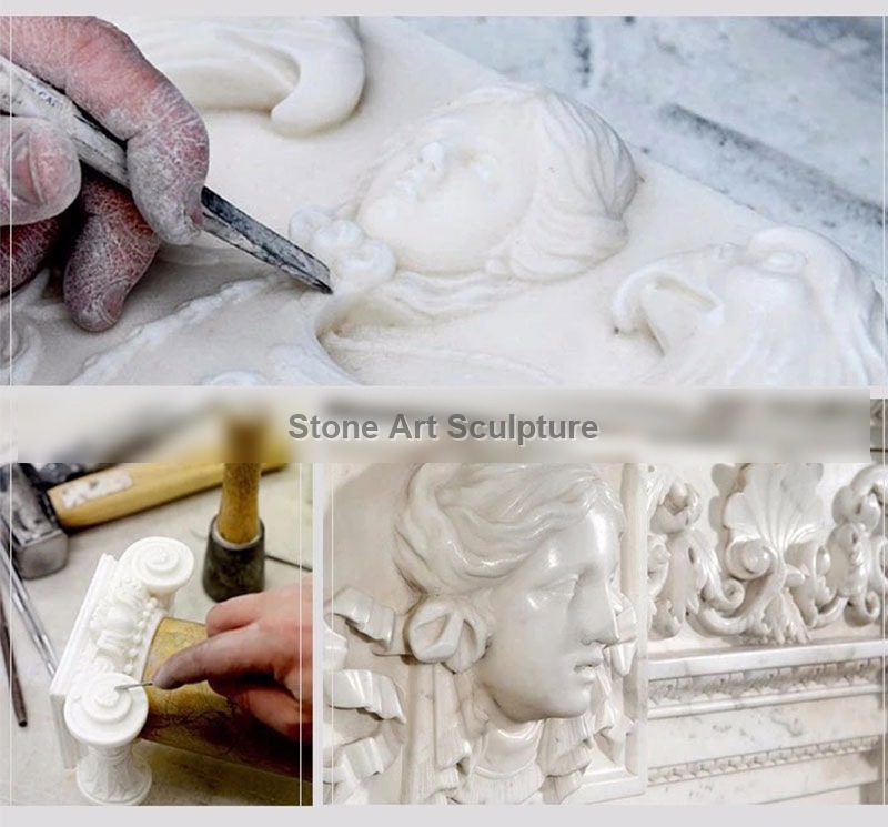 Outdoor Customize Made Marble Lady Lamp Statue Decoration for Sale MOKK-422 detail image