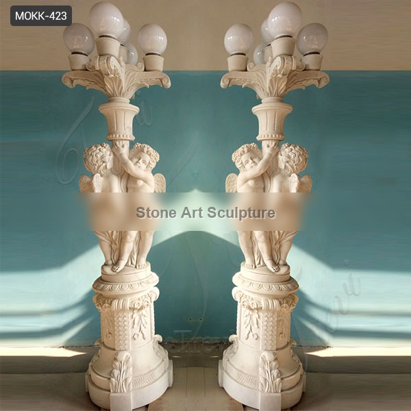 Life Size Marble Lamps with the Angel Statues Home Decoration on Stock MOKK-423