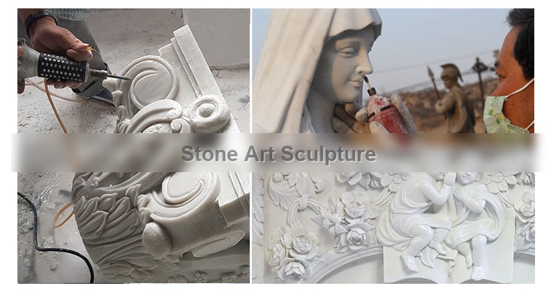 Life Size Marble Lamps with the Angel Statues Home Decoration on Stock MOKK-423 detail image