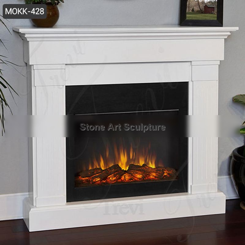 Hand Carved White Marble Fireplace Mantel Manufacturer MOKK-428