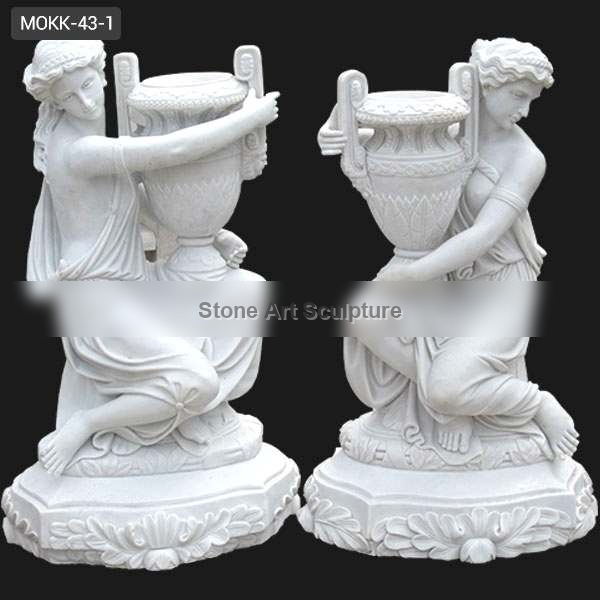 Outdoor Garden Decoration White Marble Carved Statue Planters for Sale MOKK-43-1