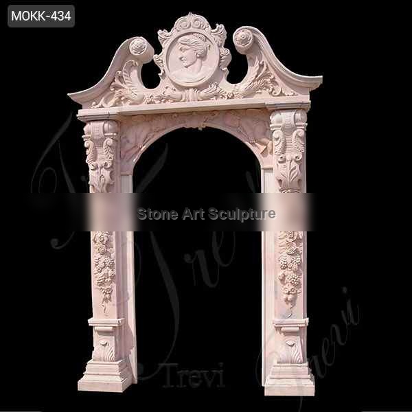 Custom Size Modern Arched Beige Marble Door Frame for sale MOKK-434