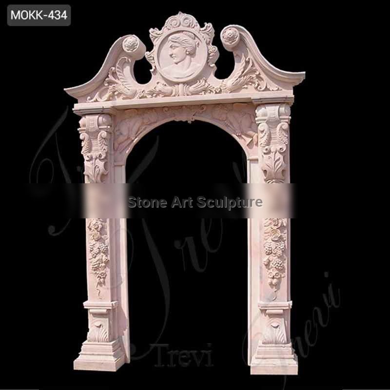 Custom Size Modern Arched Beige Marble Door Frame for sale MOKK-434 detail image