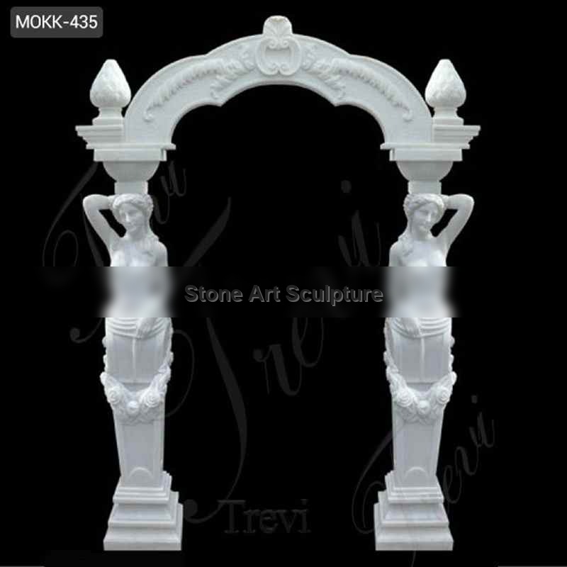 Hand Carved Arched White Marble Door Frame for Home Decoration Supplier MOKK-435 detail image