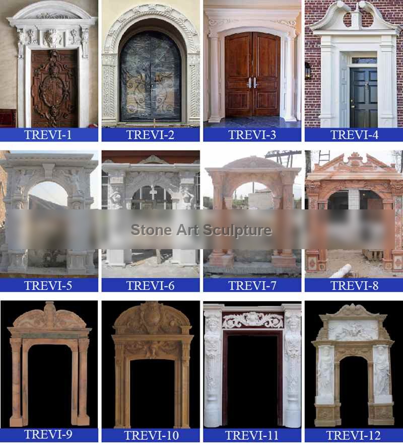 Hand Carved Arched White Marble Door Frame for Home Decoration Supplier MOKK-435 detail image