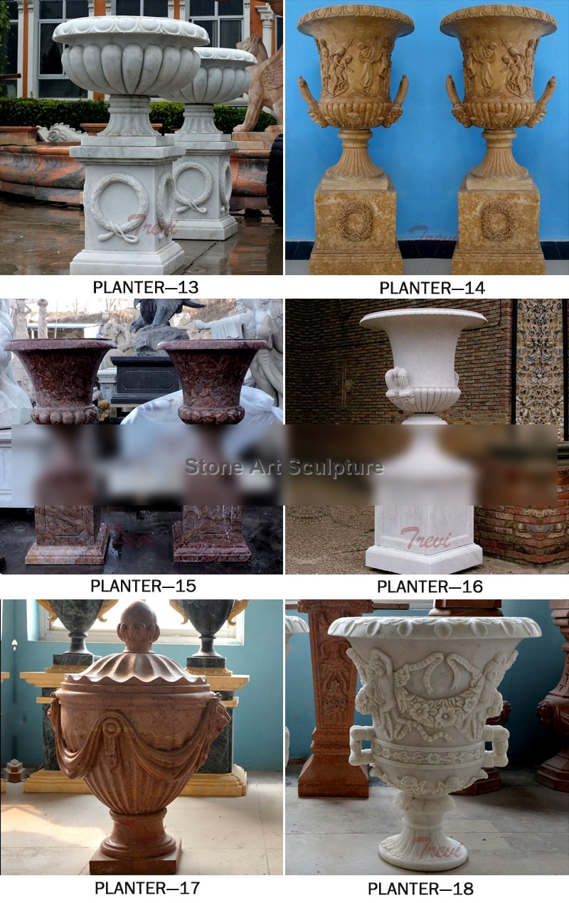 Life Size Hand Carved Marble Planter Pots Outdoor Yard or Garden Decoration MOKK-449 detail image