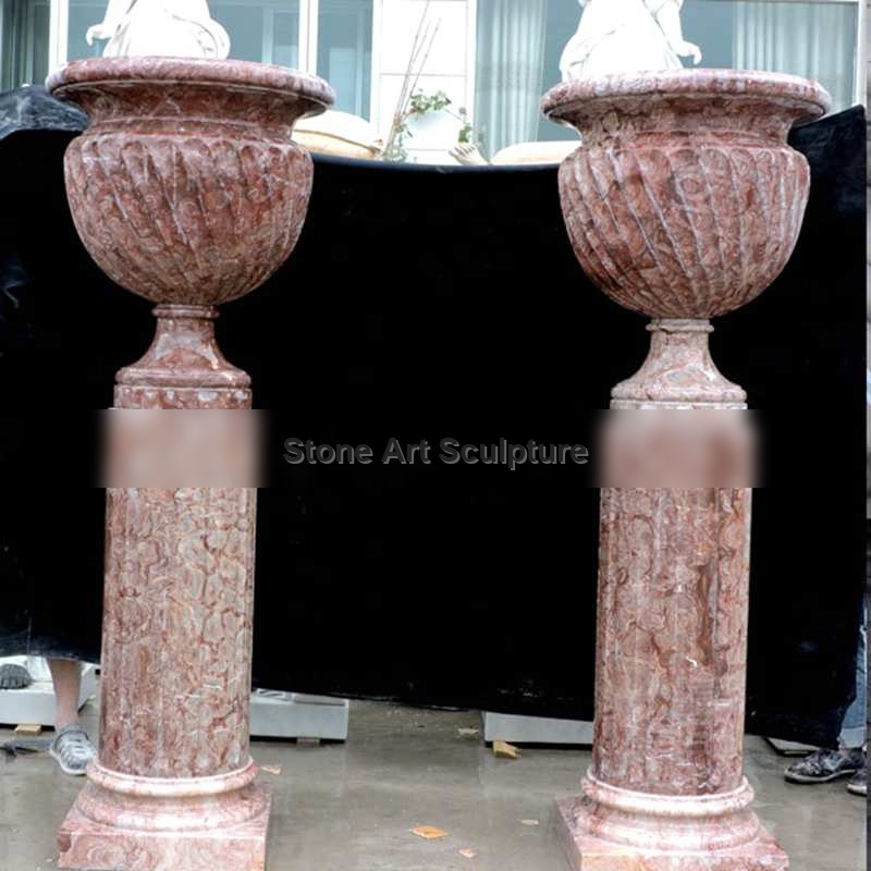 Life Size Red Marble Contemporary Plant Pots Indoor Decoration mokk-45-2 detail image