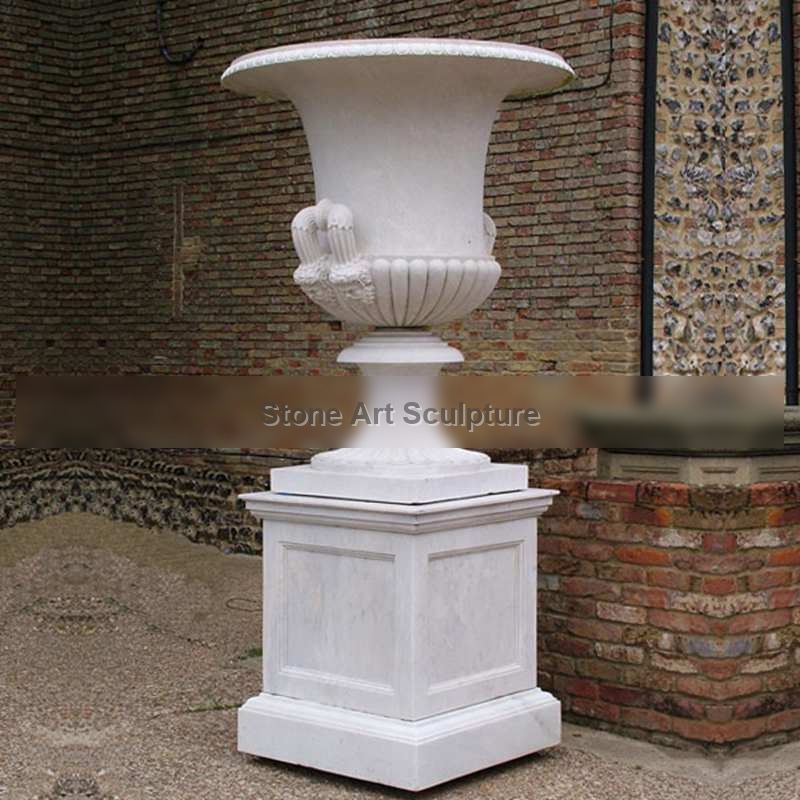 Large White Marble Flower Pots with Deep Basin from China Factory MOKK-46-1 detail image