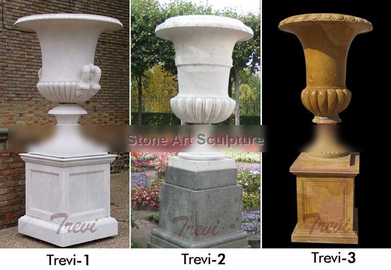 Large White Marble Flower Pots with Deep Basin from China Factory MOKK-46-1 detail image