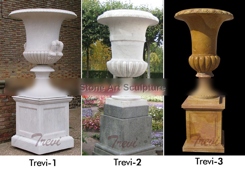 Life Size Natural Marble Flower Pot with Base from China Factory MOKK-46-3 detail image