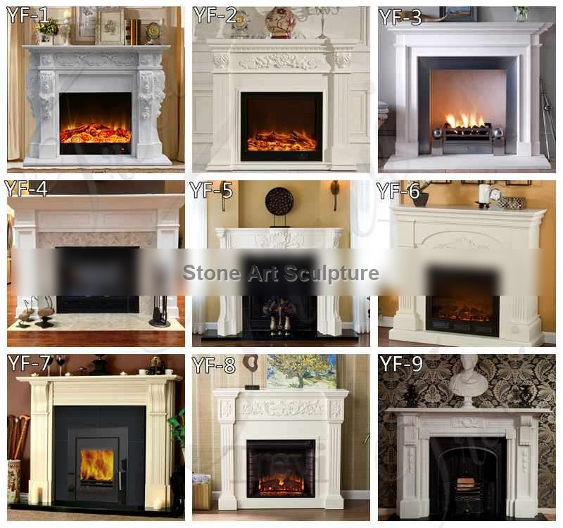 Hand Carved White Marble Fireplace Mantel Manufacturer MOKK-488 detail image