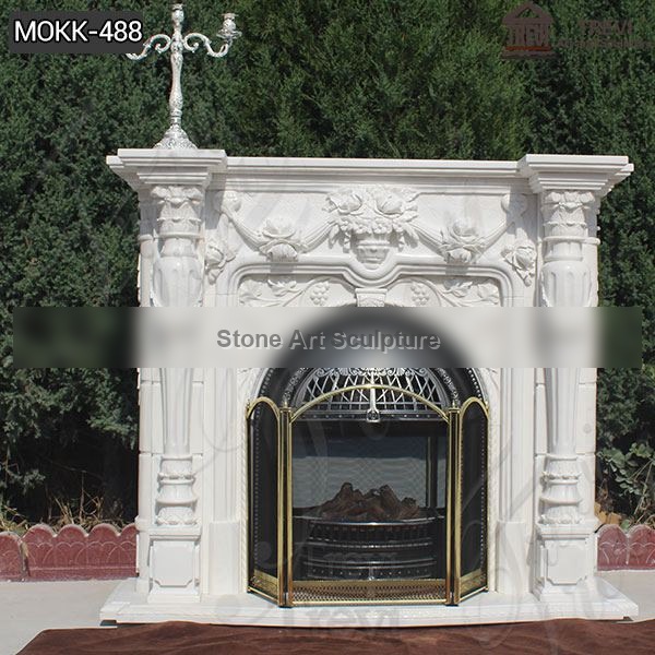 White Marble Fireplace Surround French Design for Sale MOKK-488