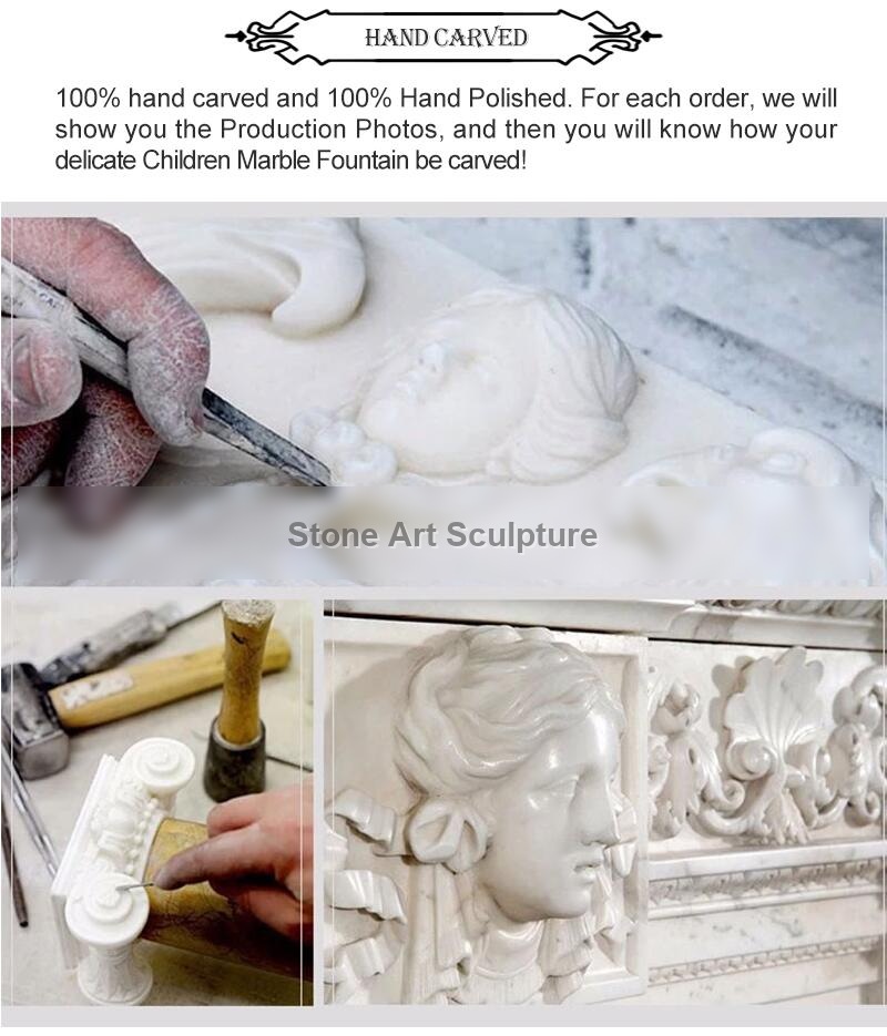 Hand Carved Large Natural Marble Planters with Angel Statue for Sale MOKK-52-3 detail image