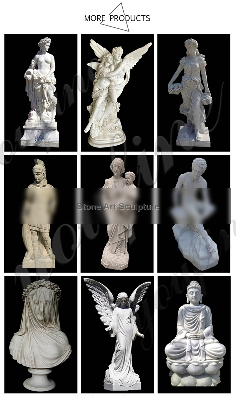 Beautiful Pair of White Marble Belle with Baby Statue for Sale MOKK-529 detail image