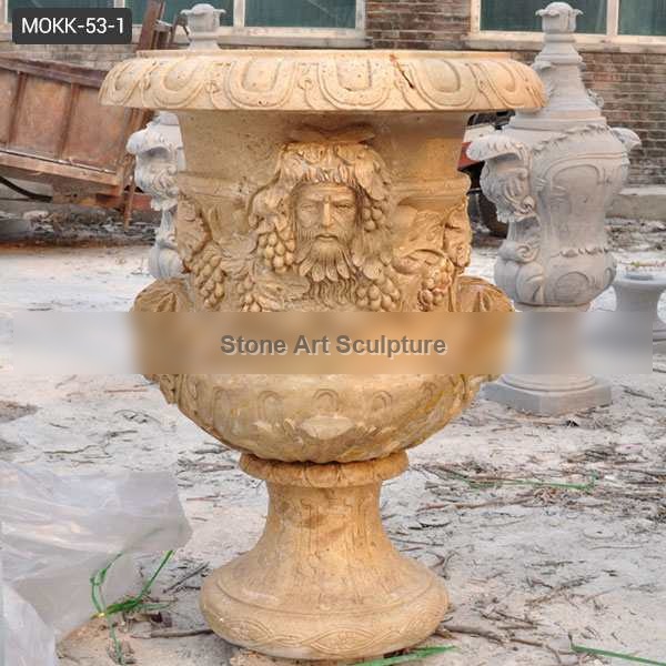 Antique Decorative Large Yellow Marble Flower Pot Supplier MOKK-53-1
