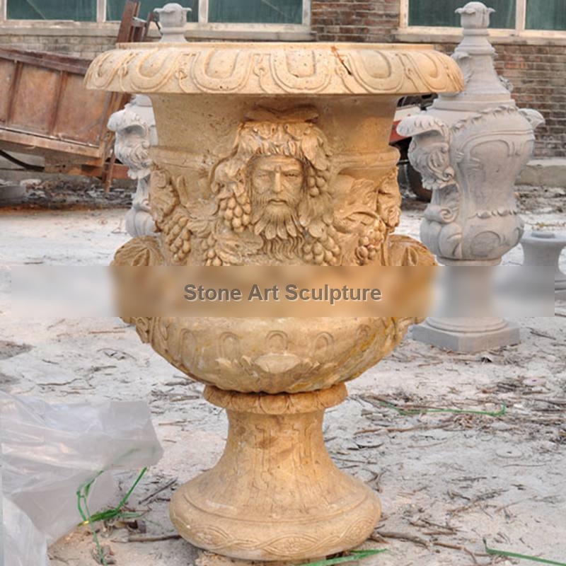 Antique Decorative Large Yellow Marble Flower Pot Supplier MOKK-53-1 detail image