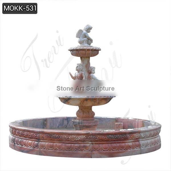 Two Tiered Natural Stone Water Fountain Carved Angel Statues MOKK-531