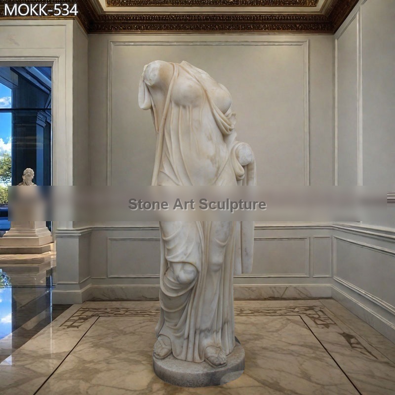 Ancient Marble Draped Torso Statue for Sale detail image