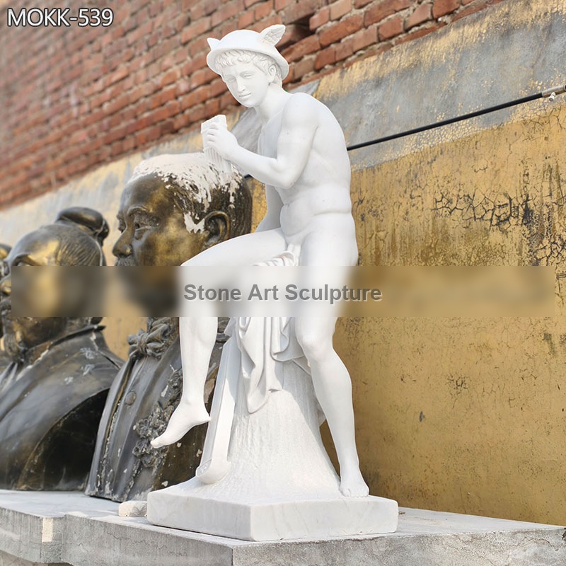 Life Size Sitting Mercury Garden Marble Statue MOKK-539 detail image