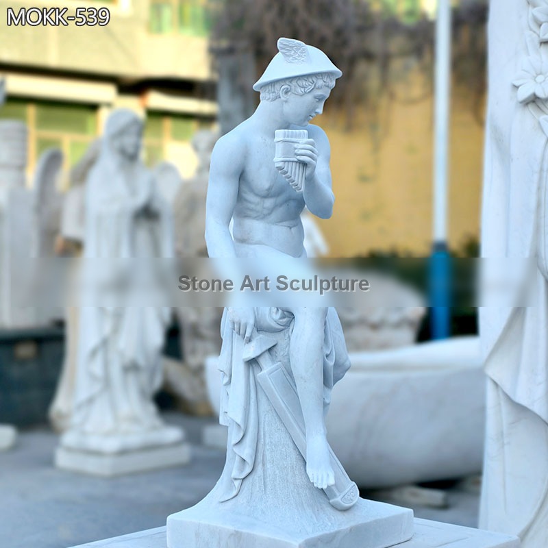 Life Size Sitting Mercury Garden Marble Statue MOKK-539 detail image