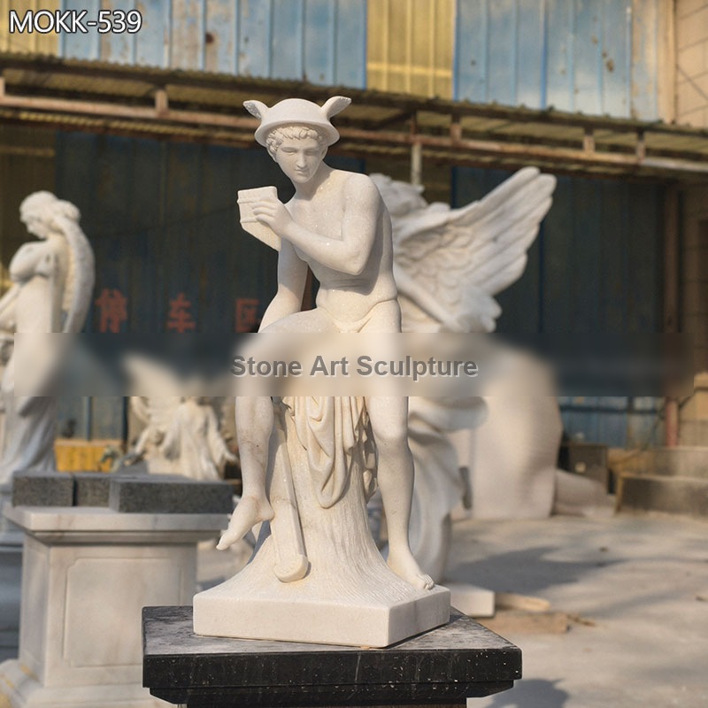 Life Size Sitting Mercury Garden Marble Statue MOKK-539 detail image
